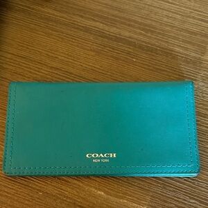 Coach Turquoise Leather Checkbook Holder